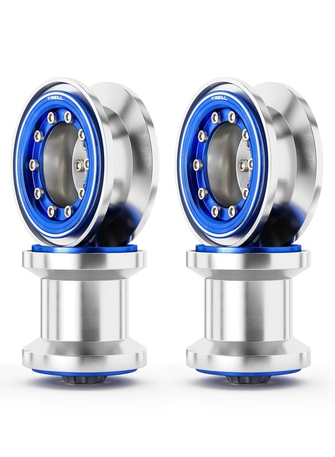 TREAL TRX4MT Beadlock Wheels High Trail 3.1 Wheel Rims(4P) Aluminum Upgrades for 1/18 TRX-4MT F-150 K10(Silver-Blue) - Image 1